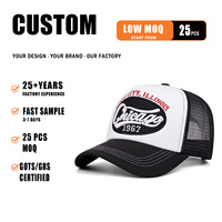 Gorra Trucker de Malla Bicolor con Bordado de Letras, Parte Trasera de Malla Transpirable, Protección Solar y Visera Curva