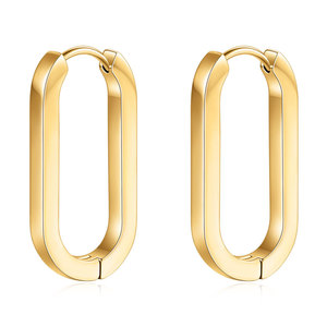 Hoop <b>Earrings</b> Geometric Oval <b>3mm</b> Stainless Steel Fashion Jewelry - Product Image 1