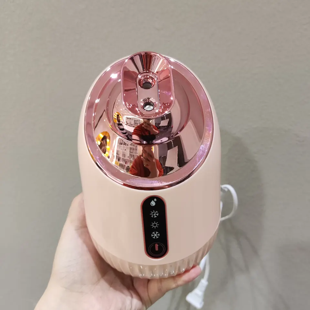 2023 Newest Portable Mini Facial Spa Steamer Hot Cold 3-in-1 Ionic Operation Heated Nano Mist Sprayer Double Jet Face Streamer