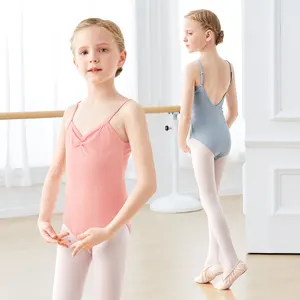 儿童吊带背心尼龙芭蕾紧身衣女孩低背舞蹈紧身衣