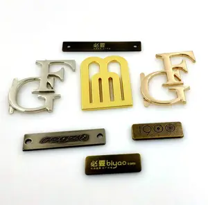 Bag accessories labels custom handmade zinc alloy metal brand logo gold brand name logo metal name tag for handbags