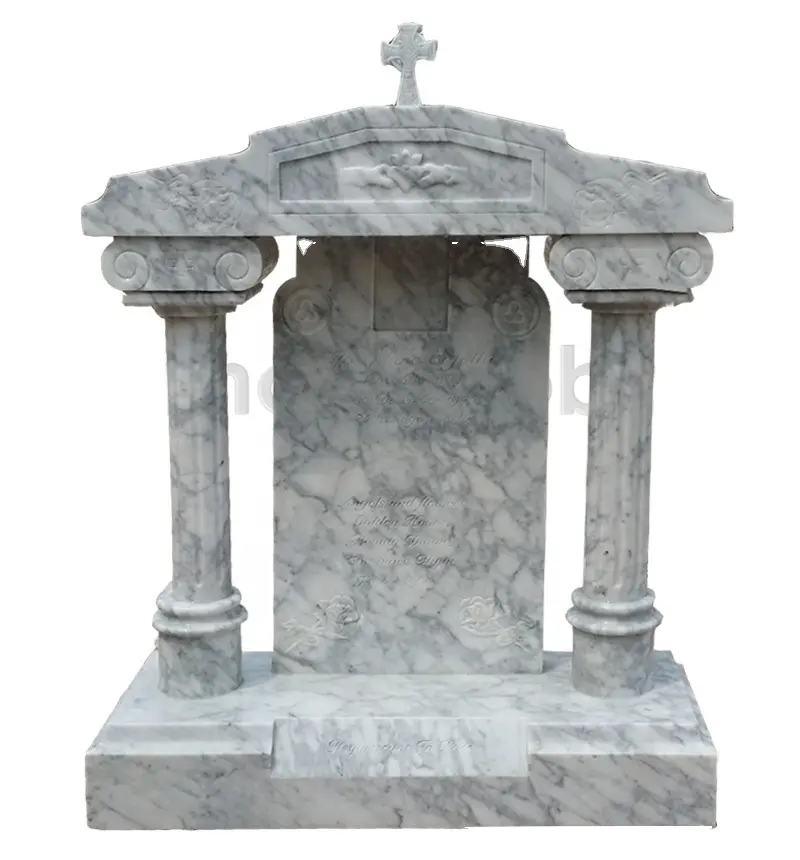 Classic Designs Hand Carved White Carrara Marble Monument Outdoor Natural Carrara Memorial Hand carved tombstone