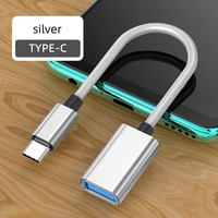 Kabel OTG nilon USB 3,2 10Gbps, kabel pengisian daya kecepatan tinggi USB-C ke USB Otg 3A untuk ponsel komputer keluaran baru tipe AC