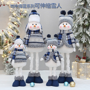 Muñeco de Nieve Retráctil de Tela Azul, Juguete Decorativo, Adorno Navideño para Sala de Estar, Estilo Moderno, Acabado Mate - Product Image 5