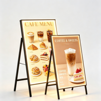 Boîte lumineuse publicitaire haut de gamme en forme de A, support de menu LED double face pour restaurant, café, restauration rapide, panneau d'affichage