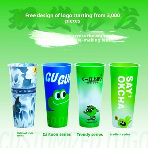 Vaso desechable para té con leche, té de frutas y bebidas frías, moldeado por inyección, con diseño de <span class=keywords><strong>película</strong></span> PP viral, personalizable con logo. - Product Image 3