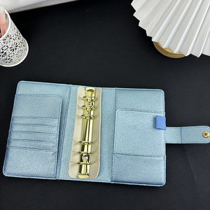 Organiseur de budget A6 métallique en cuir PU scintillant avec bouton-pression, personnalisable, couverture de planificateur à 6 anneaux dorés - Product Image 2