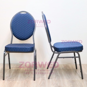 Venta al por mayor de muebles de hotel apilables, restaurante, marco metálico redondo azul, mesas y sillas de salón de banquetes de boda para eventos de fiesta - Product Image 4
