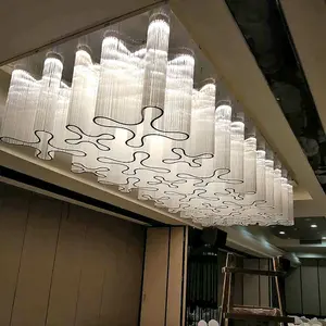 מותאם אישית גדול מודרני LED זוהר K9 קריסטל נברשת תאורה גדול מבואת מלון cristal טיפת גשם נברשת למלון