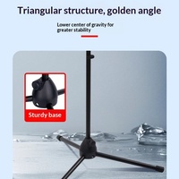 Support de microphone avec deux pinces pour micro, style boomerang, réglable en hauteur, trépied en métal sur pied, pour diffusion en direct sur téléphone portable