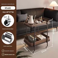 Table d'appoint moderne en cuir avec roulettes, table d'appoint mobile avec rangement, meuble de salon de luxe léger
