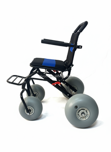 Beach Walker Manual Wheelchair with Steel Frame 100kg Capacity 40cm Seat Width <b>Large</b> Wheels-Lightweight for Outdoor Use - Product Image 2