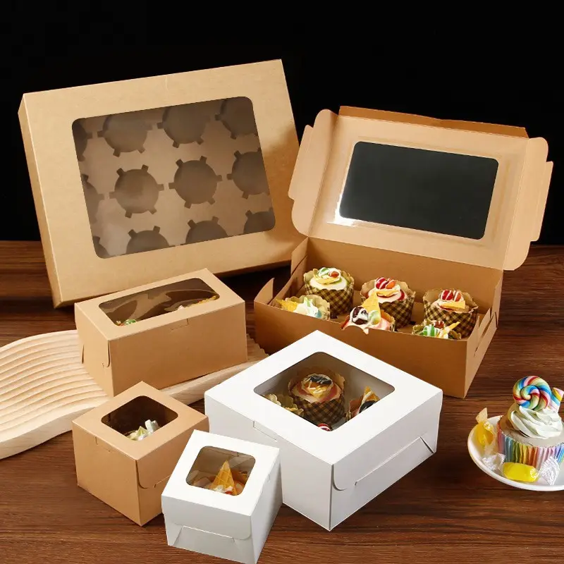 Wholesale Cupcake Baking Box With Muffin For Tart Boxes Pastry Box Food Cake Packaging
