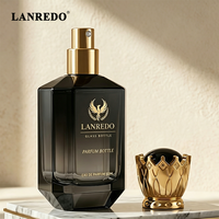 Flacon de parfum carré de luxe en verre transparent, flacons de parfum en verre noir 30 ml 100 ml 50 ml avec emballages noirs
