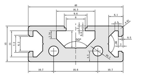 Profilo di estrusione in alluminio 15x40mm - Product Image 4