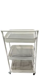 Modern Stainless Steel Foldable Cart With 3 Tiers and Wheels for Kitchen Gadgets - Product Image 3