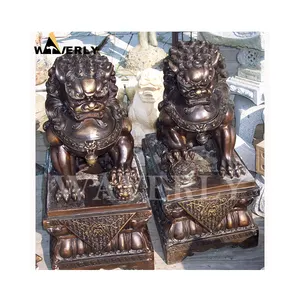 Statue Fu Dog Statue Entrance Brass Lion Figurine Chinese Garden Lion Statue Sculpture For Sale Chinese Bronze Lion