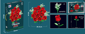 Set di Blocchi da Costruzione con Rose Rosse Artificiali, Regalo per Natale, Compleanno, San Valentino per Donne - Product Image 2