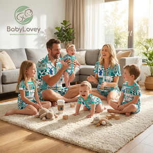 Babylovey OEM, Pijamas Familiares <span class=keywords><strong>a</strong></span> Juego de Viscosa de Bambú Suave con Logotipo Personalizado, Ropa de Dormir Premium para <span class=keywords><strong>Padres</strong></span> e Hijos - Product Image 1