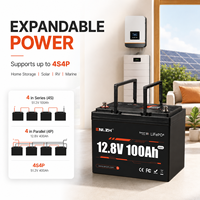 Enlzh 12V 100Ah Mini LiFePO4 Baterai 15000 Siklus Maksimal, Daya 1280Wh, Umur Pakai 10 Tahun, untuk Trailer Portabel