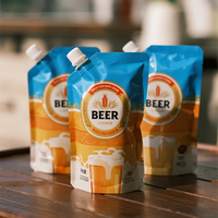 Vente en gros de sacs à bière transparents Buse composite portable Sac debout Sac d'emballage jetable pour jus de boisson et bière Spot