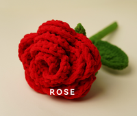 Grande rose artificielle unique, rose tricotée à la main au crochet, fleur pour mariage, Saint-Valentin, cadeau d'amour