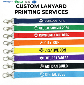 Custom Silk Screen & Thermal Transfer Printed Polyester ID Card Holder Lanyard for Business Use