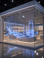 Écran LED transparent pour stand d'exposition, cloison en verre, affichage