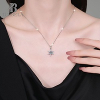 Bijoux fins à la mode 925 en argent Sterling oeil de cheval flocon de neige pentagramme Vvs Moissanite pendentif colliers pour femmes