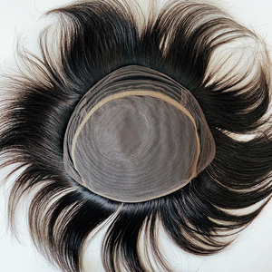 100% Indian Male Human <strong>Hair</strong> Patch Natural Black Cheap Durable Machine Made Top Silk Full Lace Base <strong>Men</strong> Toupee for Bald Head - Product Image 3