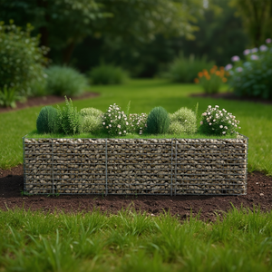 Bac à plantes surélevé en gabion 177,2x35,4x39,4 pouces en acier galvanisé, sacs de culture, pot de jardin - Product Image 2