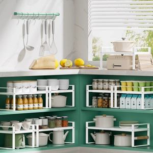 Étagère de rangement extensible en métal à 2 niveaux pour cuisine, appareils de comptoir, vaisselle, micro-ondes et cuiseur à riz - Product Image 4