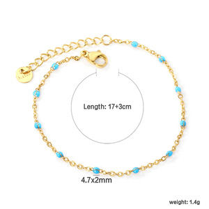 Japanese Korean Style <b>Colored</b> <b>Bead</b> Oil Drop Bracelet Gold Stainless Steel Women's Fashion Jewelry Gift Bracelet - Product Image 5