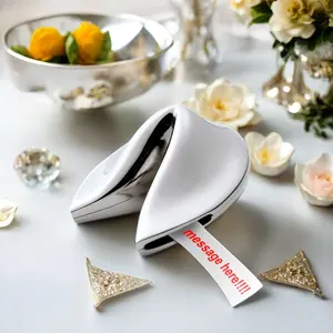 Hotsale Luxury Silver Plated Metal Fortune Cookie Trinket Box Wedding Mother's Day Keepsake Box Message Slip For Gifts