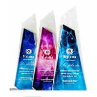 Trofeo de Cristal Transparente Ecológico al por Mayor, Estilo Pirámide, Personalizado con Impresión por Sublimación para Premios y Regalos Empresariales