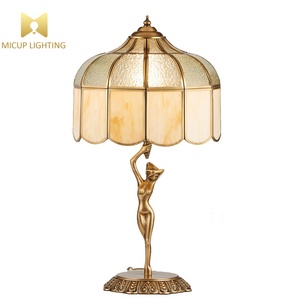 <span class=keywords><strong>Lampe</strong></span> de table <span class=keywords><strong>Art</strong></span> Déco vintage en cuivre massif avec sculpture de femme et abat-jour <span class=keywords><strong>Tiffany</strong></span> en verre teinté pour la décoration de chambre et de salon - Product Image 5