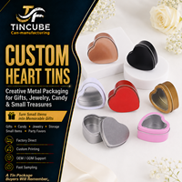 Boîte en métal personnalisée avec fenêtre en forme de cœur pour bonbons, bijoux, emballage cadeau, couvercle transparent, étui métallique avec impression de logo et options de finition couleur