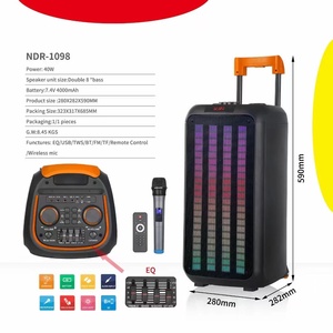 Ndr1098 40 Wát nhà máy BT loa 2*8inch đôi màu xanh răng RGB LED FM woofer microphone stereo không dây loa AUX mini thiết kế" - Product Image 3