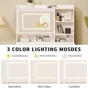 Hot Selling Factory Direct Lighted Mirror <b>Makeup</b> <b>Vanity</b> Set Panel Design Wholesale Minimalist Custom Dressing Table Furniture - Product Image 4