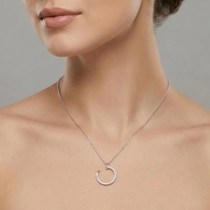 Collar de Diamantes de Laboratorio en Oro de 14K Premium con Colgante Circular Delicado, Diseño Minimalista y Brillante, Joyería Nupcial, Regalo para Ella - Product Image 1