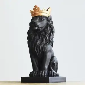 37 Cm Alta Coroa Rei Leão Estátua de Resina Artesanato Enfeites de Presentes Corporativos