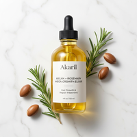Akaril 120ml Huile Essentielle d'Argan et de Romarin pour la Croissance Capillaire, Elixir de Croissance Intense, Huile Capillaire Lissante, Traitement Réparateur pour la Croissance des Cheveux