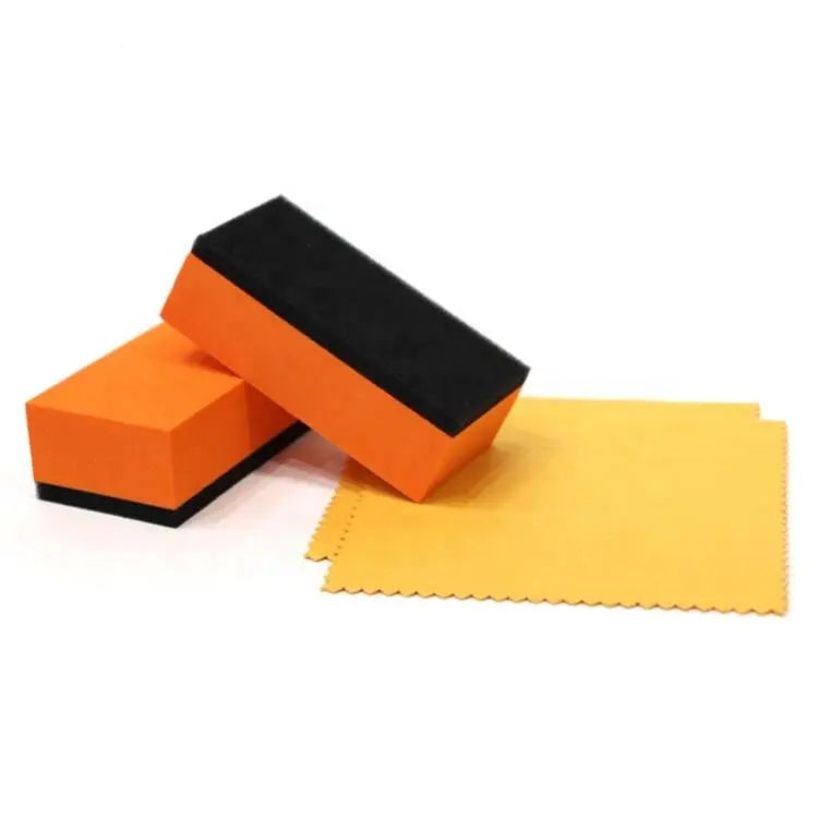 Orange Square Sponge Pad Mikro faser Stoff beschichtung Applikator Auto waschanlage Pflege Reinigung Detail lierung Waxing Polish ers chaum