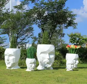 섬유유리 얼굴 정원 라운지용 의자 정원을 위한 인간적인 얼굴 발판 남비 장식