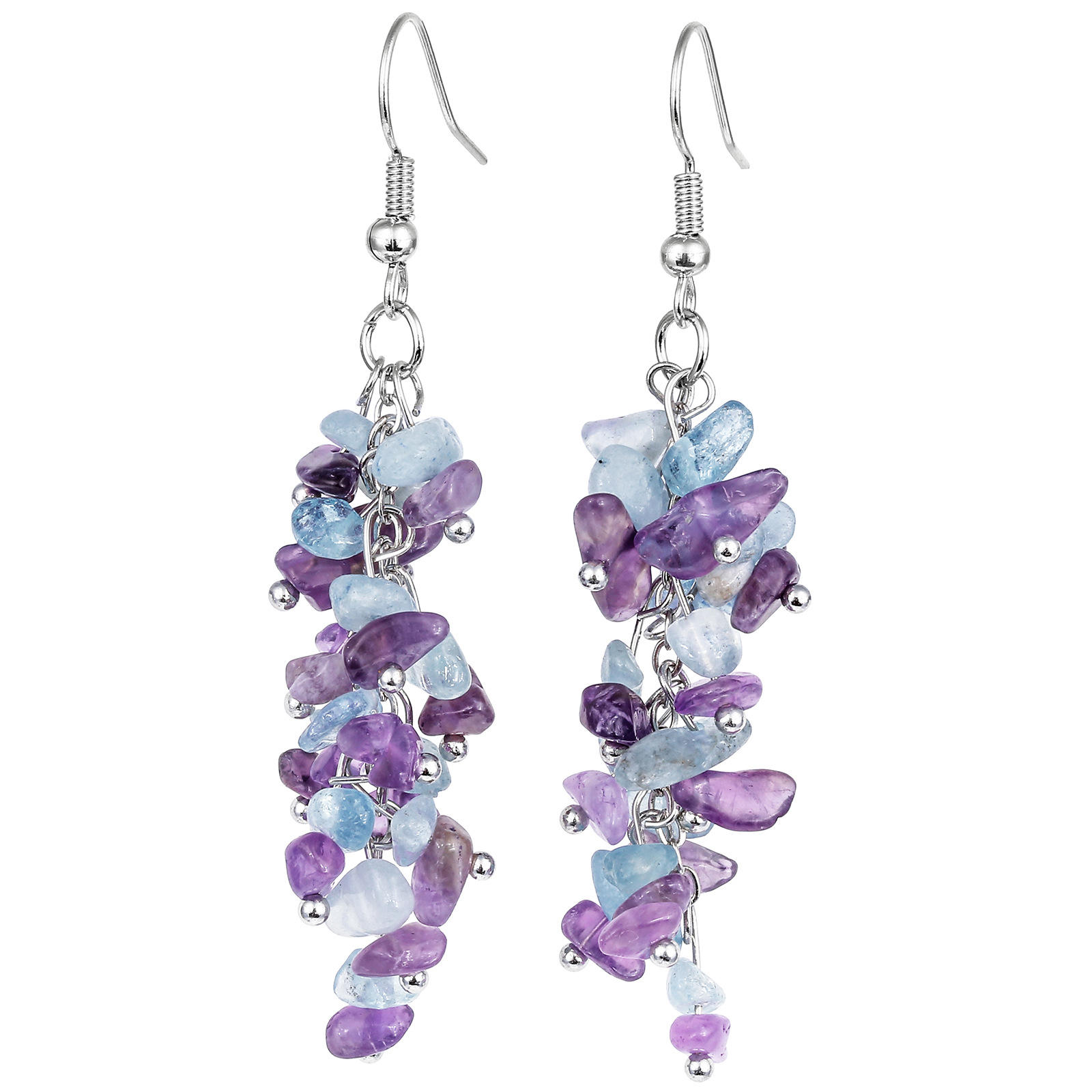 Handmade Gemstone Chip Dangle Earrings Bohemian Crystal Chip