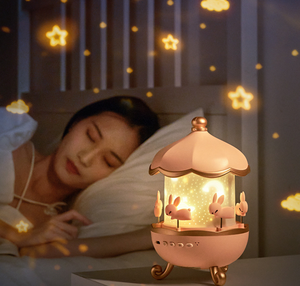 Cadeau de Noël pour enfants Boîte à musique <span class=keywords><strong>rotative</strong></span> à 360 degrés Cabanes tournantes Projecteur d'étoiles nébuleuses Lampe de <span class=keywords><strong>projection</strong></span> de dessins animés LED Lampe de nuit rechargeable - Product Image 4