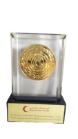 Trophées en métal de récompenses de cristal de forme personnalisée de haute qualité plaque de médaille gravée pour le trophée de récompense de cristal des EAU conception personnalisée