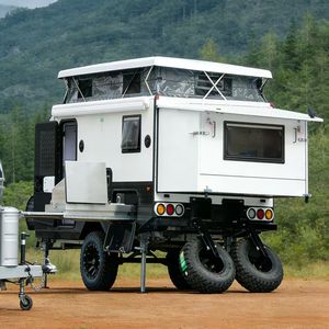 Caravane compacte tout-terrain <span class=keywords><strong>avec</strong></span> douche, cuisine et panneau solaire, remorque de camping légère remorquable par SUV pour le camping - Product Image 1