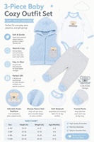 Setelan Romper Vest Celana Bayi Laki-laki Baru Lahir Berkerudung Lucu 0-3 Bulan Bahan Fleece Lembut 3 Potong Pakaian Musim Gugur Musim Dingin Perlengkapan Bayi