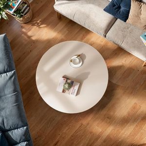 Tavolino <span class=keywords><strong>da</strong></span> Caffè Rotondo Scanalato in Legno Moderno con Altezza Regolabile, Tavolo <span class=keywords><strong>da</strong></span> Tè Durevole per Arredamento Casa in Offerta Scontata - Product Image 3